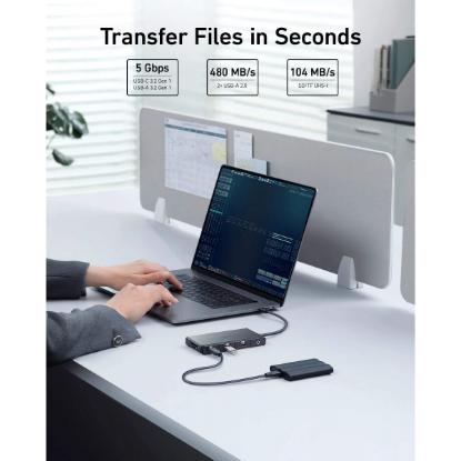 Docking station ANKER 552, USB-C na 3x USB-A, 1x USB-C, 1x RJ45, 1x HDMI 1.4, MicroSD, PD 85W, crni
