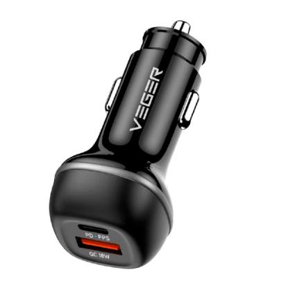 Auto punjač VEGER CC62, 51W, USB-A, USB-C, crni