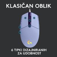 Miška LOGITECH Gaming G102 Lightsync, optički, 8000dpi, lilac, USB