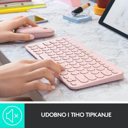Tipkovnica LOGITECH K380, BT, kompaktna, za Mac, roza