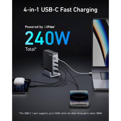 Stolni punjač ANKER GaN Prime 749, 3x USB-C, 1x USB-A, 240W