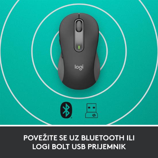 Miška LOGITECH M650, bežični, optički, 4000dpi, USB, BT, črni