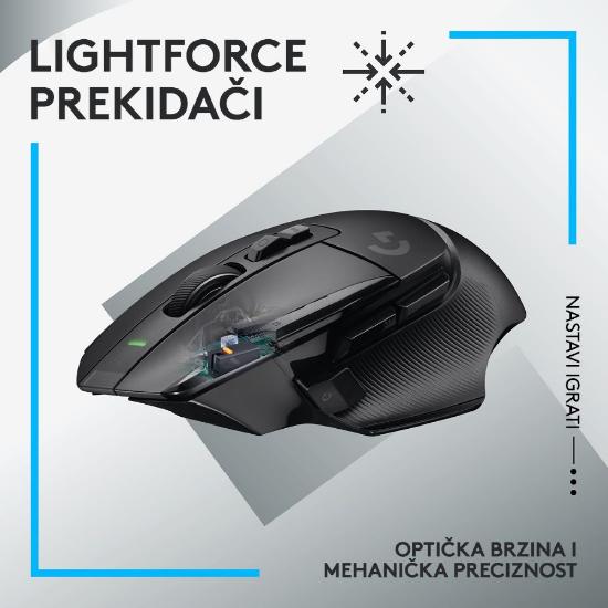 Miška LOGITECH Gaming G502 X Lightspeed, optički, 25000dpi, bežični, črni, USB