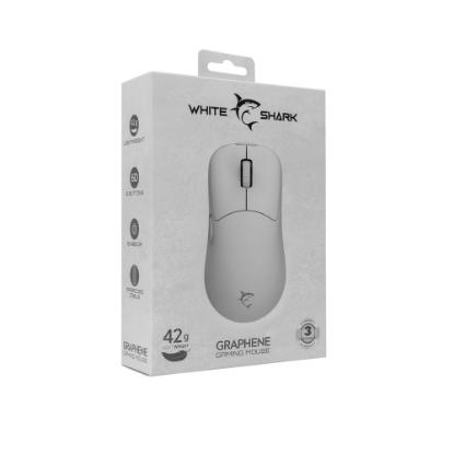 Miška WHITE SHARK Graphene, optički, 12400dpi, beli