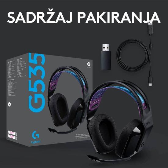 Slušalice LOGITECH Gaming G535 Lightspeed, bežične, crne