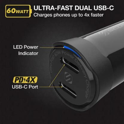 Auto punjač SCOSCHE PowerVolt PD60, dual port 60W USB-C, PPS