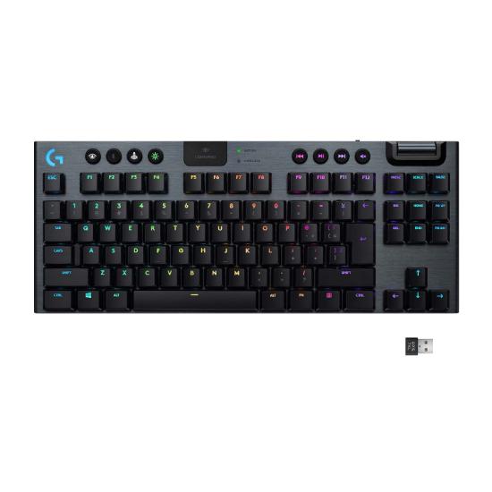 Tipkovnica LOGITECH Gaming G915 TKL Tenkeyless Lightspeed Linear, RGB, mehanička, brezžična, UK Layout, USB, črna