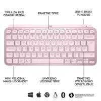 Tipkovnica LOGITECH MX Keys mini, brezžična, BT, roza