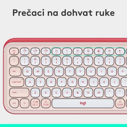 Tipkovnica LOGITECH POP Icon Keys, brezžična, US Layout, BT, rozo-bela