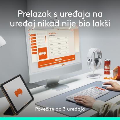 Miška LOGITECH POP, optički, bežični, USB, BT, 1000dpi, rozi