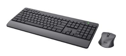 Tipkovnica + miška TRUST Trezo Silent, brezžična, USB, US layout, črna