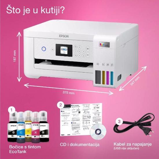 Multifunkcijski Tiskalnik EPSON EcoTank L4266, Tiskalnik/scanner/copy, 5760dpi, WiFi, USB, beli