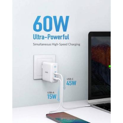 Kućni punjač ANKER PowerPort+ Atom III, A2322G21, 60W, USB, USB-C, bijeli