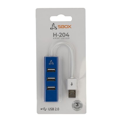 USB HUB SBOX H-204BL, 4-portni USB 2.0, plavi