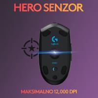 Miška LOGITECH Gaming G305 Lightspeed, bežični, optički, 12000dpi, črni, USB