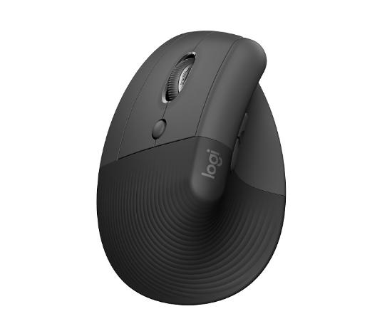Miška LOGITECH Lift, za ljevake, optički, ergonomski, bežični, USB, sivi