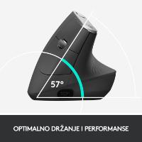 Miška LOGITECH MX Vertical Advanced Ergonomic, optički, bežični, USB, črni