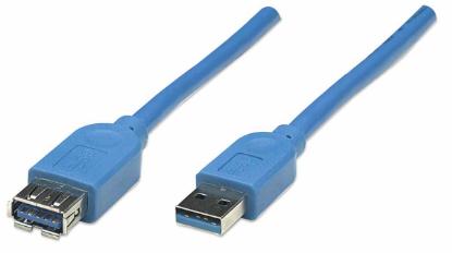 Kabel MANHATTAN, USB 3.2 USB-A (M) na USB-A (Ž), produžni, plavi, 2m