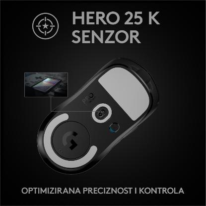 Miška LOGITECH Pro X Superlight, bežični, optički, 25600dpi, črni, USB