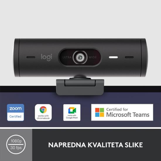 Web kamera LOGITECH Brio 500, črna