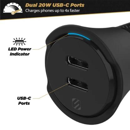 Auto punjač SCOSCHE PowerVolt PD40, dual port 40W USB-C