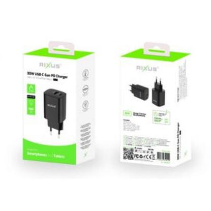 Kućni punjač RIXUS RX95, 30W, 1xUSB-C, 1xUSB-A, crni