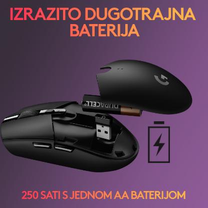 Miška LOGITECH Gaming G305 Lightspeed, bežični, optički, 12000dpi, črni, USB