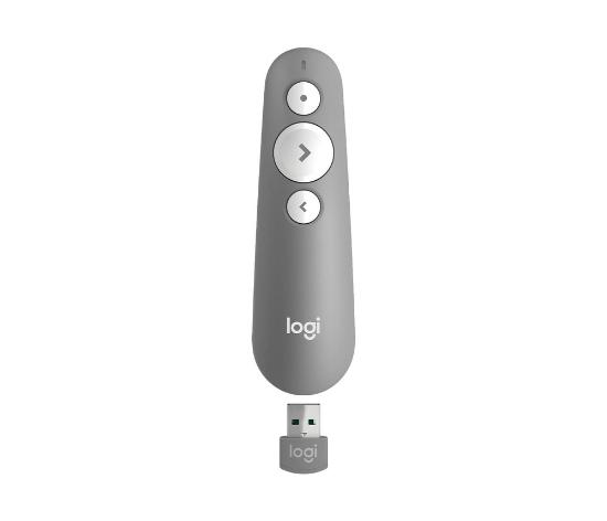Presenter LOGITECH R500s, laser, brezžični, svetlosivi