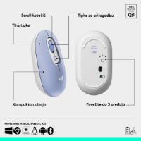 Miška LOGITECH POP, optički, bežični, USB, BT, 1000dpi, lila-beli