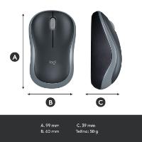 Miška LOGITECH M185, optički, bežični, 1000dpi, crno-sivi