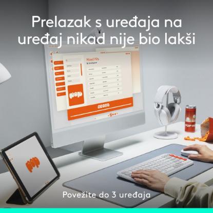 Miška LOGITECH POP, optički, bežični, USB, BT, 1000dpi, beli