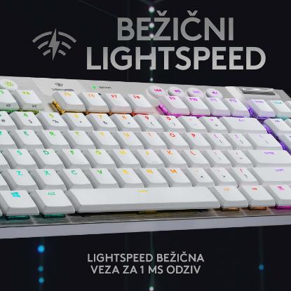 Tipkovnica LOGITECH Gaming G915 TKL Tenkeyless Lightspeed,Tactile switch, RGB, mehanička, brezžična, UK Layout, USB, bela