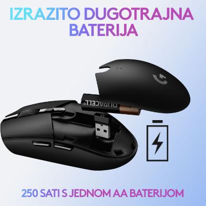 Miška LOGITECH Gaming G305 Lightspeed, bežični, optički, 12000dpi, beli, USB