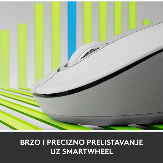 Miška LOGITECH M650 L, za ljevake, bežični, optički, 4000dpi, USB, BT, beli