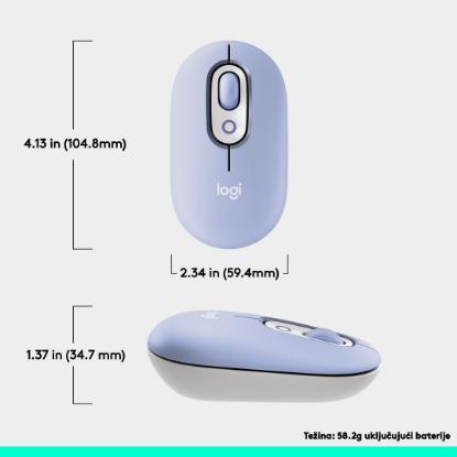 Miška LOGITECH POP, optički, bežični, USB, BT, 1000dpi, lila-beli