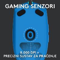 Miška LOGITECH Gaming G102 Lightsync, optički, 8000dpi, modri, USB