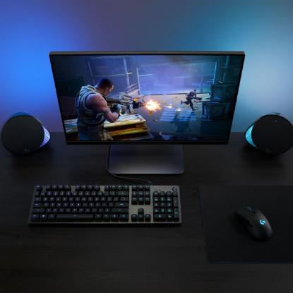 Tipkovnica LOGITECH Gaming G512 Carbon, RGB, mehanička, GX Red Linear, US layout, črna