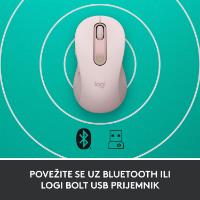 Miška LOGITECH M650, bežični, optički, 4000dpi, USB, BT, rozi