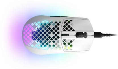 Miška STEELSERIES Aerox 3 2022 Edition, optički, RGB, 8500 CPI, beli, USB