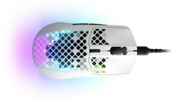 Miška STEELSERIES Aerox 3 2022 Edition, optički, RGB, 8500 CPI, beli, USB