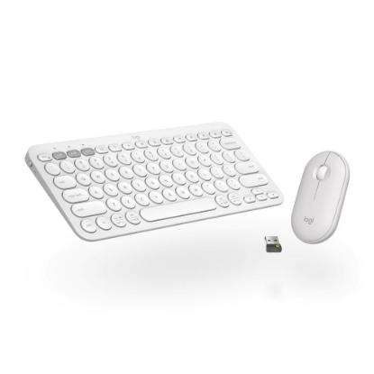 Tipkovnica + miška LOGITECH Pebble 2 Combo, brezžična, bela