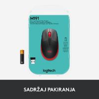 Miška LOGITECH M190, optički, bežični, 1000dpi, crno-rdeči
