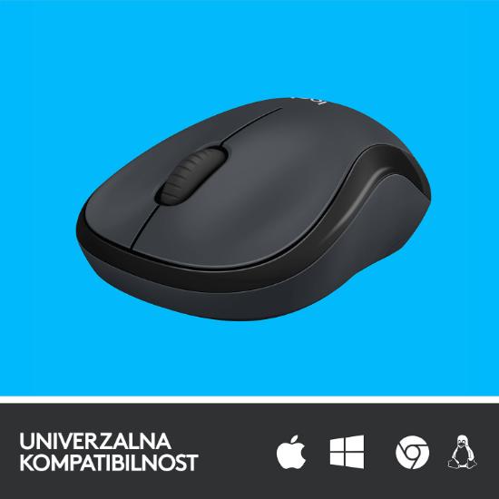 Miška LOGITECH M220 Silent, optički, bežični, črni, USB
