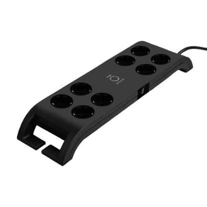 Prenaponska zaštita COMMEL, 8 utičnica, 2xUSB-A, 2m, crna