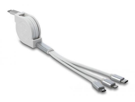 Kabel DELOCK 3-u-1, USB-C na Apple iPhone Lightning / USB Micro-B / USB-C