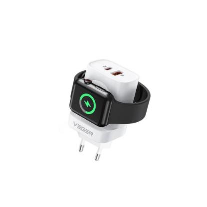 Kućni punjač VEGER W002E, 3u1, PD 20W, bežično punjenje za Apple Watch, bijeli