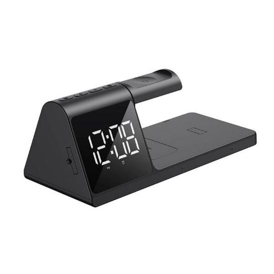 Bežični punjač HAVIT W3042, 3u1, sat, budilica, 15W, crni