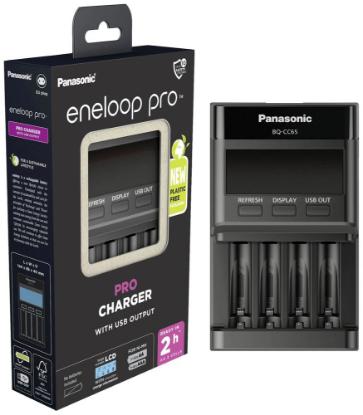 Punjač baterija PANASONIC Eneloop PRO BQCC65E ERP, brzi, 4 mjesta za punjenje, LCD ekran, USB
