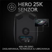 Miška LOGITECH Gaming G PRO HERO, 16000dpi, črni, USB