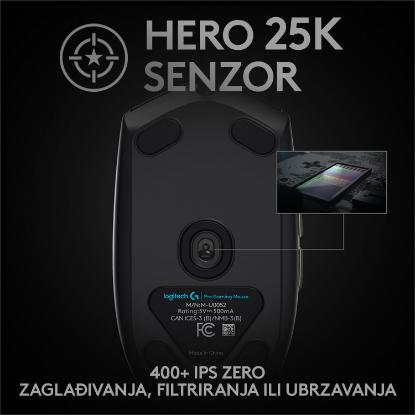 Miška LOGITECH Gaming G PRO HERO, 16000dpi, črni, USB